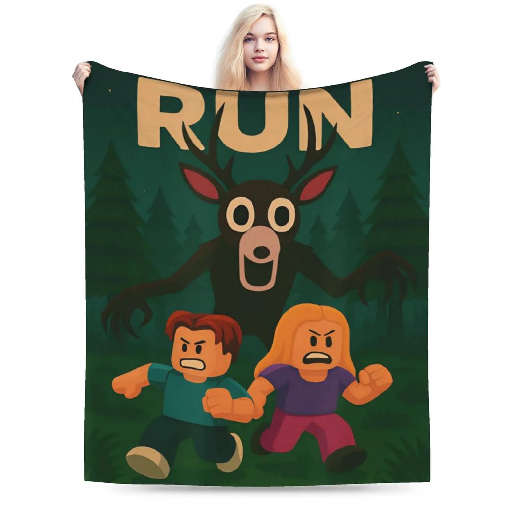Warm Soft Flannel Throw Blanket for Kids and Adults Airplane  Deer Print Ideal for Travel Sofa Chair Bed Cover   Nights Cozy Des