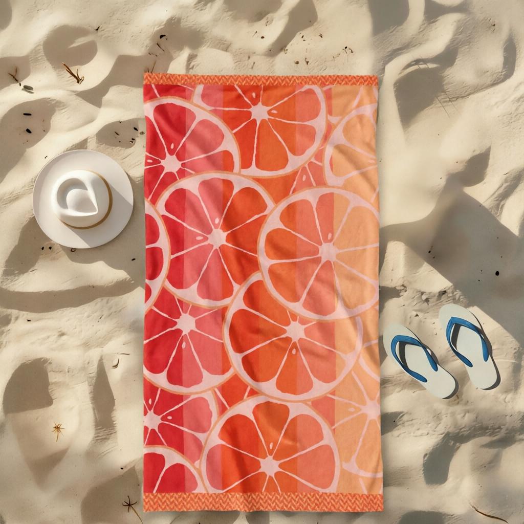 1pc Gradient Orange Beach Towel, Quick-Drying, Super Absorbent, Multi-scene for Beach Pool Gym, Premium Summer Gift