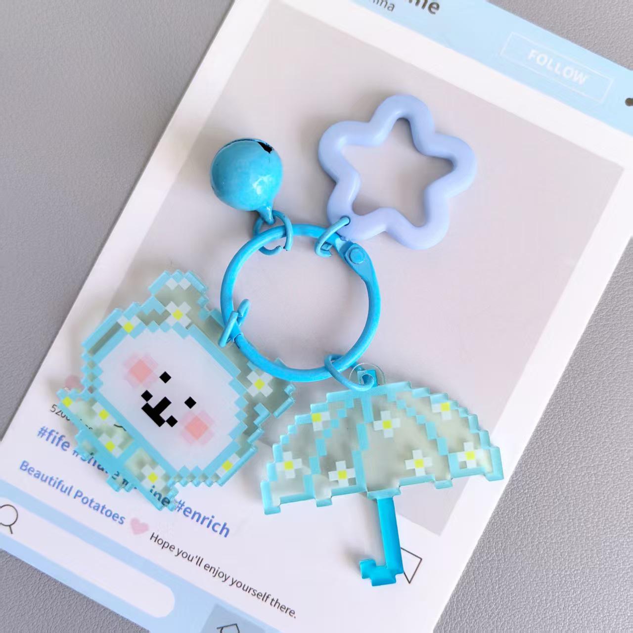 Брелок-подвеска Пиксельный Медведь Зонтик - Милый Акриловый Орнамент для Студенческих Сумок и Рюкзаков