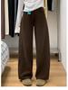 Women's Plus Size Brown Fleece-Lined Pants: Curved, Slimming, Straight, and Wide-Leg Options for Pear-Shaped Figures