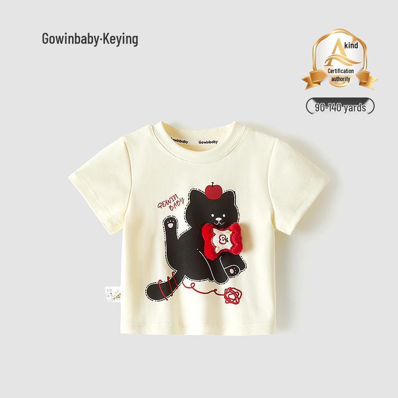 2025 Summer Style Girl s Cartoon T-Shirt - English A-Class Round Neck Baby Tee 110 cm