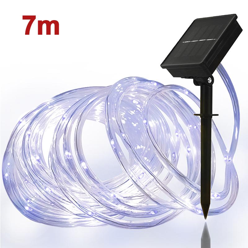 7/12/22m LED Solar Light String Outdoor Waterproof Tri-color Decorative Lamp Garden Courtyard Villa Park Atmosphere Light String