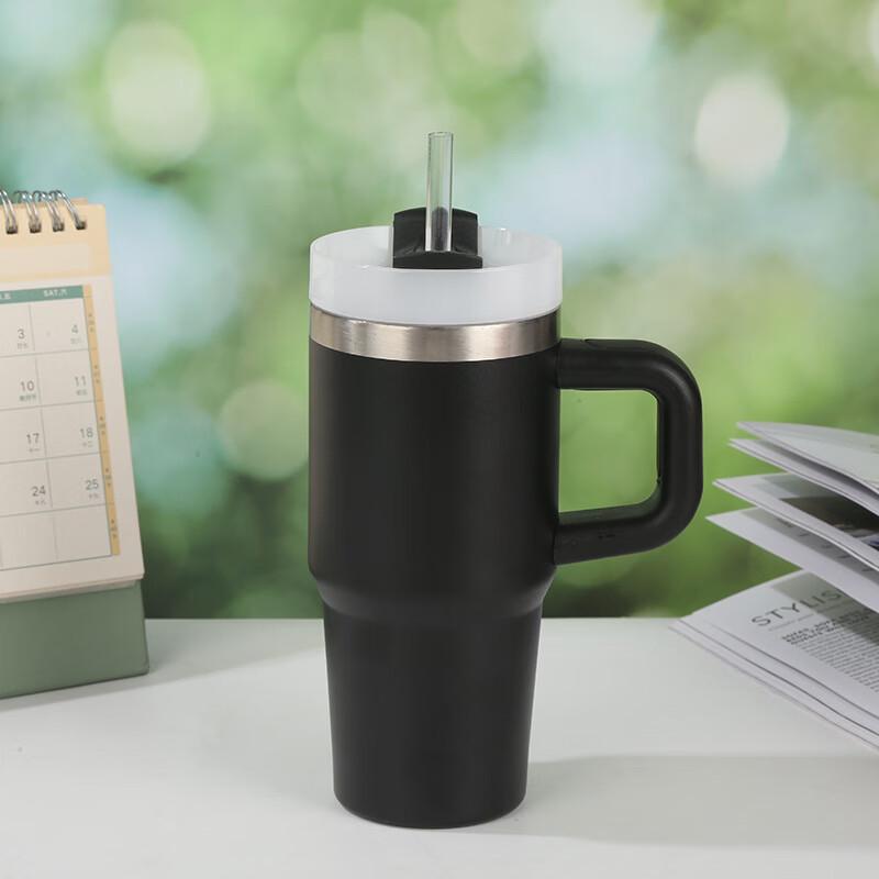 Izolowany kubek samochodowy Shangqi ze stali nierdzewnej z uchwytem i słomką