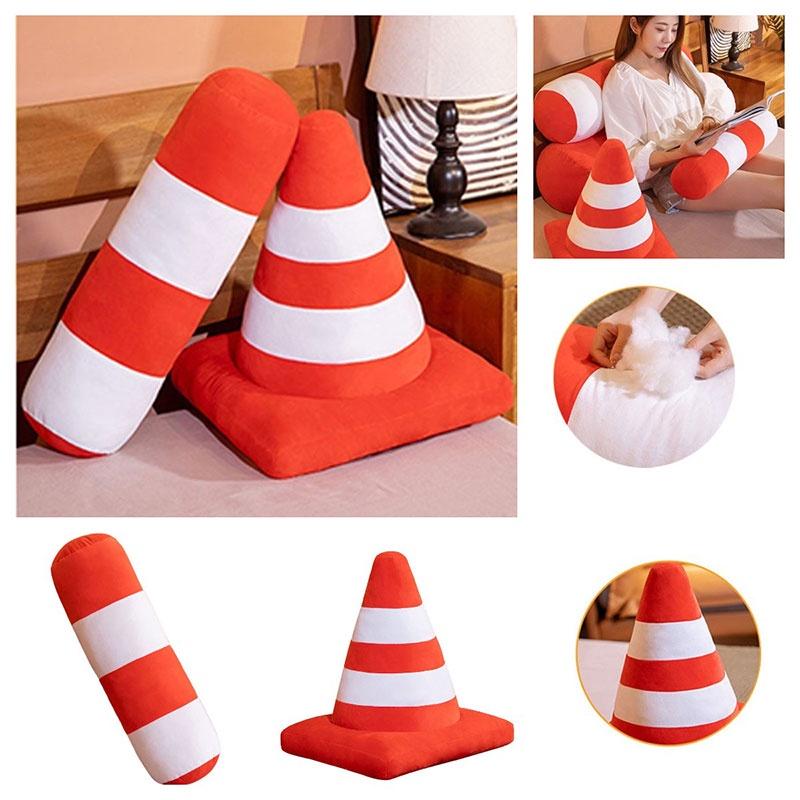 Creative Traffic Safety Cone Pillow Plush Toy For School And Kindergarten Teaching Aids