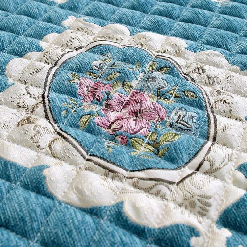 Thicken Lace Embroidered Sofa Cover Cotton Padded Chenier Sofas Cushion L Anti Slip Seat Cushion Furniture Protection Dust Covers Cloth