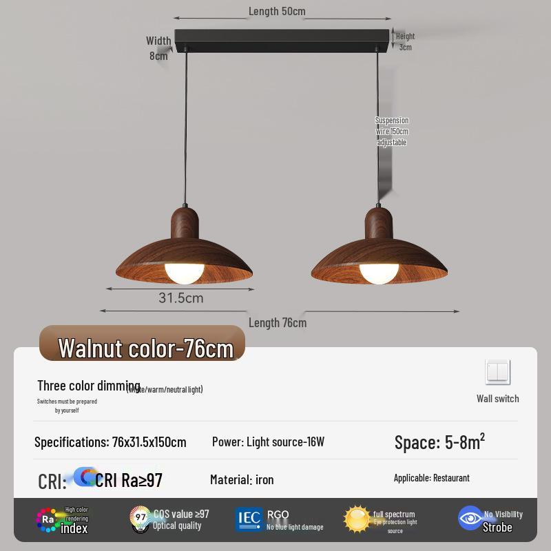 Walnut Finish Pendant Light - Wabi-Sabi Style for Restaurants, Bars, and Homes