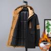 Men's Plus Size 2023 Trendy Mid-Length Cotton Jacket - Winter Warm Hooded Korean Style Workwear