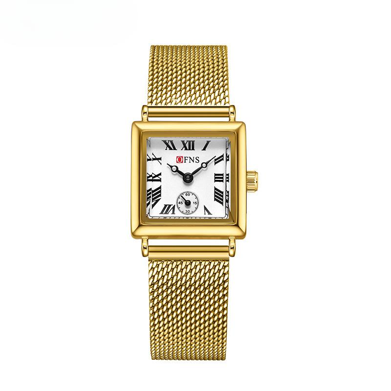 Quartz Watch Niche Square Dial Fashionable Roman Scale Two-hand Semi-waterproof Women's Watch