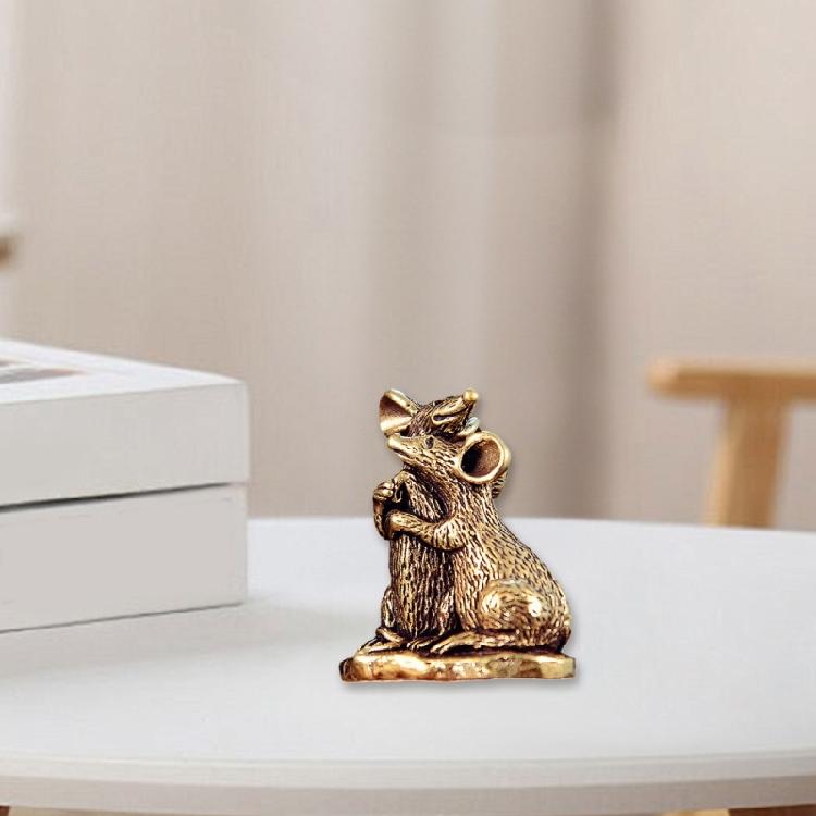Small Animal Sculptures Golden Love Mouse Statue Home Decors Accent Mice Figurines Gift for Pet Lover Desktop Ornament