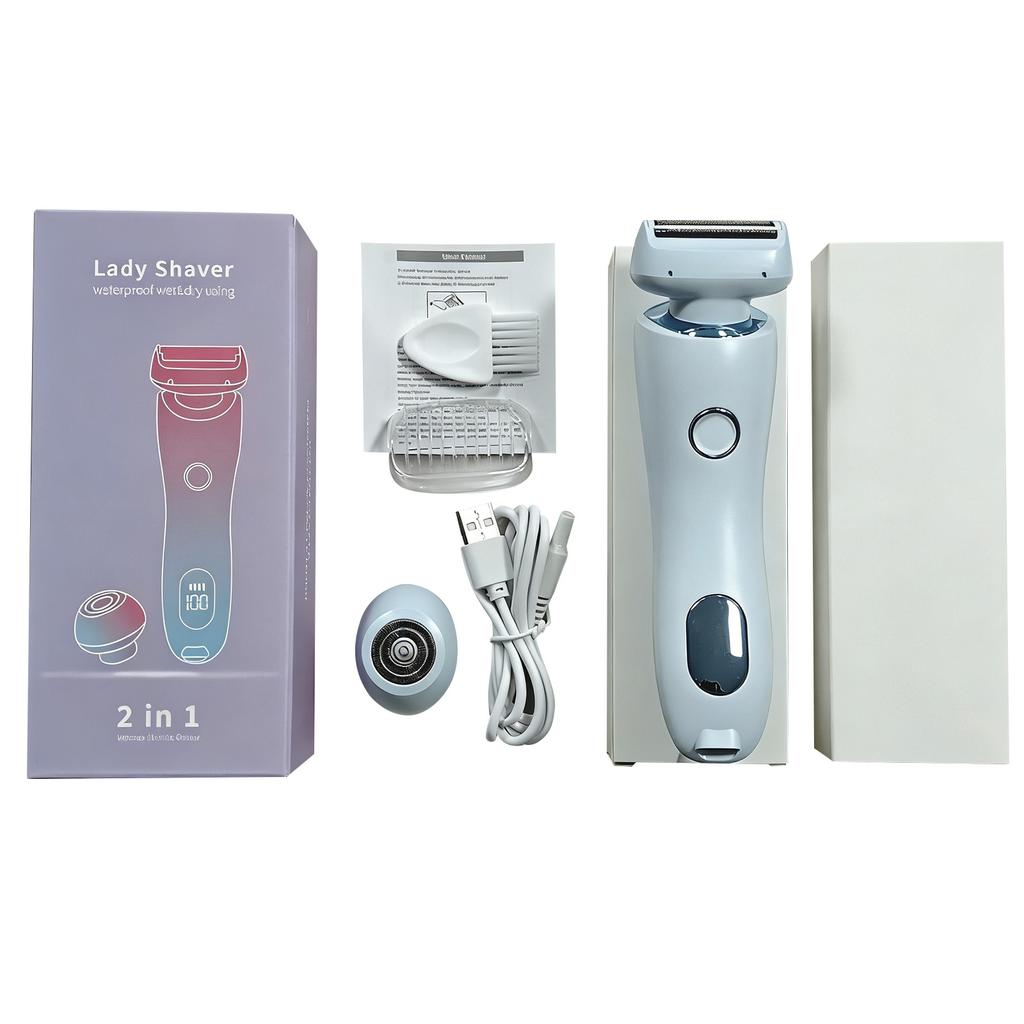 Ladies' Double-head Shaving Device, Electric Bikini Shaving Device Suitable For Legs And Armpits, Dry And Wet Purpose Detachable Head