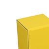 Yellow trading card deck box with sleeves, 7.3x8x10.3cm