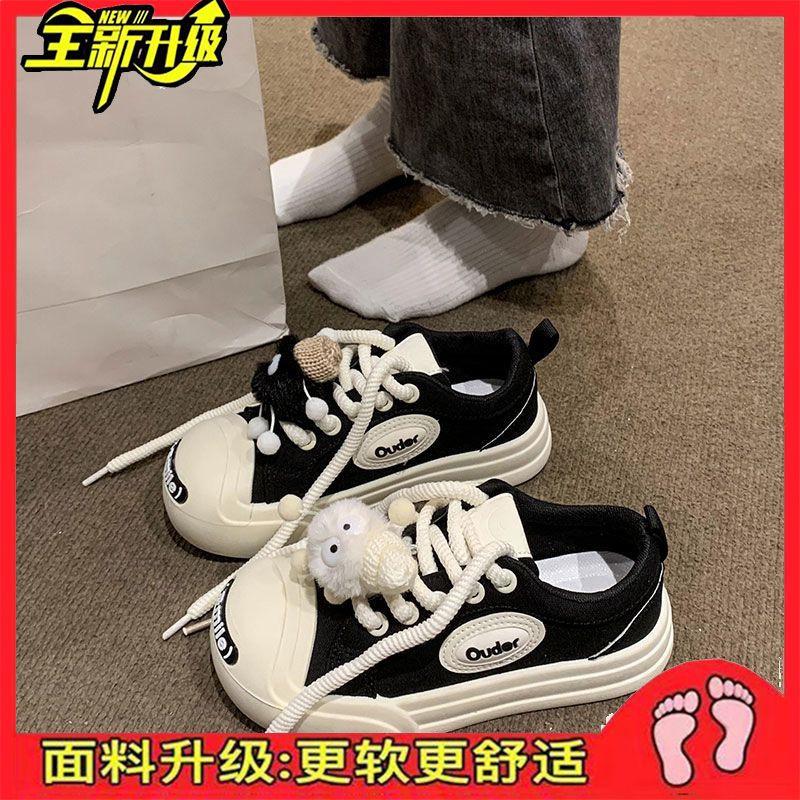 

Нишевые уродливые милые маленькие белые туфли для детей ins tide 2024 весна и осень новые дышащие универсальные повседневные туфли на толстой подошве 35 чёрный