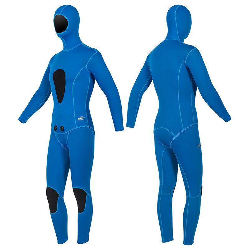 3mm Two-Piece Wetsuit with Hood for Warmth In Hunting, Snorkeling, Freediving, Surfing, and Ice Sports.