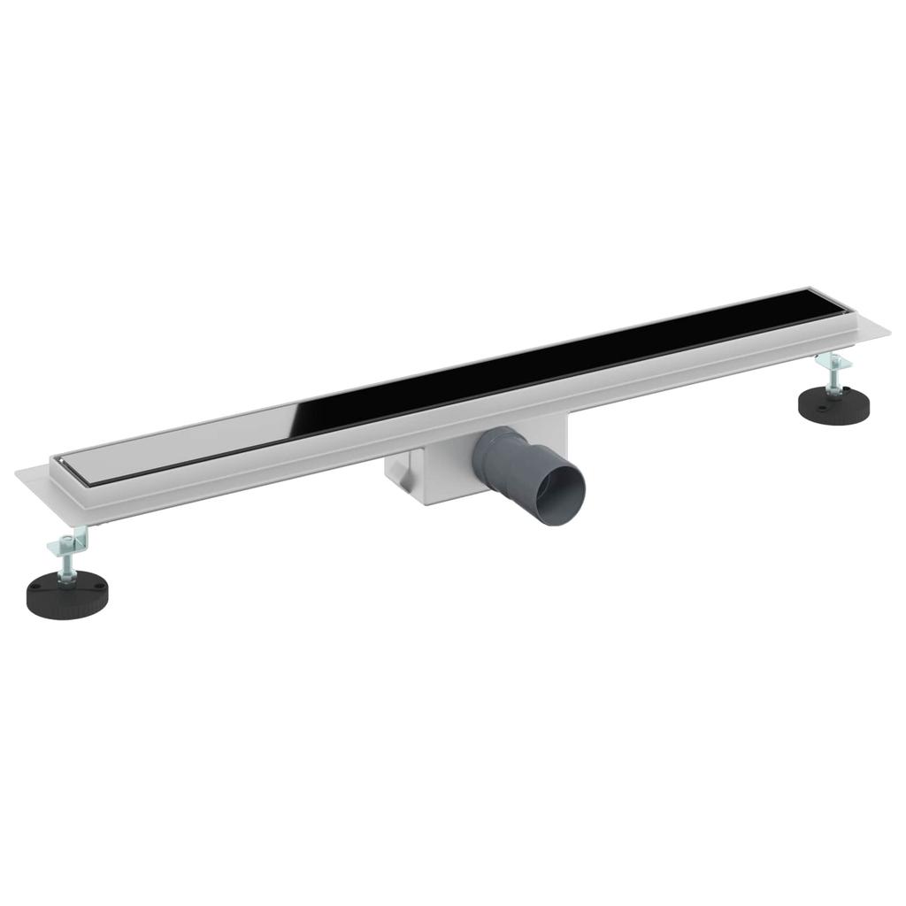 Shower Drain with Glass Cover Black 70 cm Stainless Steel 304