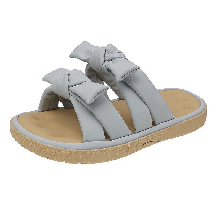 2025 Summer New French Platform Slippers Women's Outer Wear with Skirt Versatile Fairy Style Bow Word Sandals