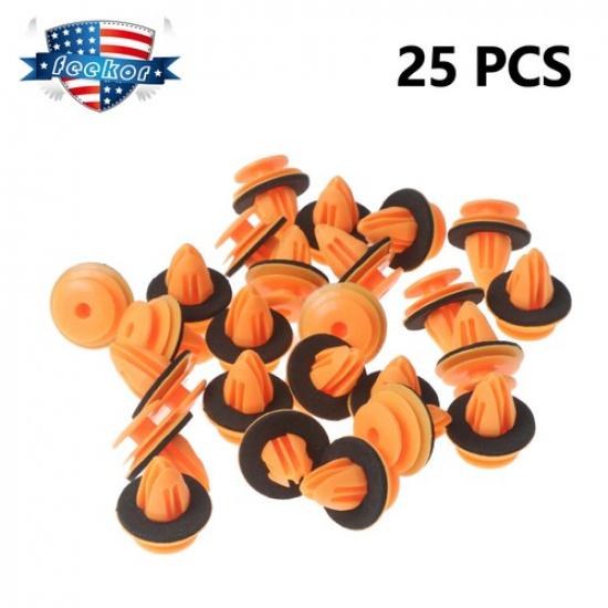 25Pcs Orange Door Panel Retainer Clips with Sealer Fit for Nissan Infiniti