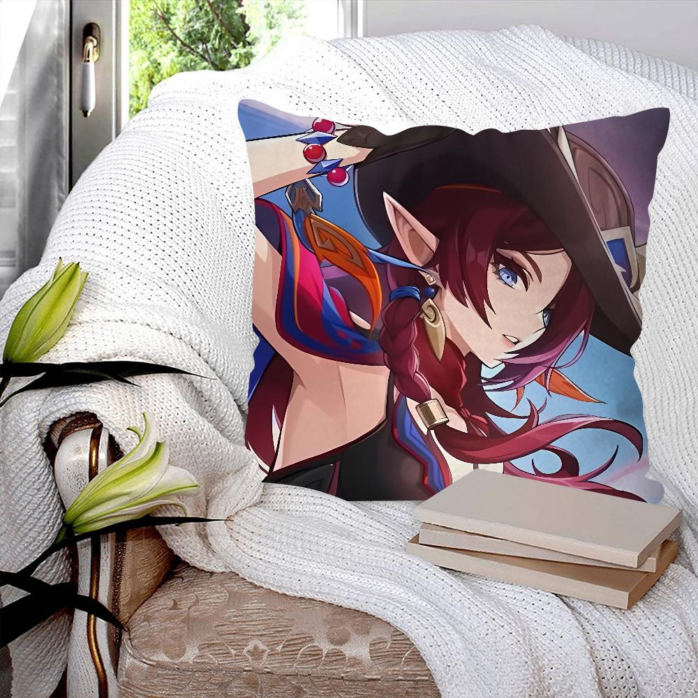 Game Genshin Impact Chasca Pillow Case Square Pillow Bedroom Sofa Leisure Comfort Cushion Car Living Room Home Decoration