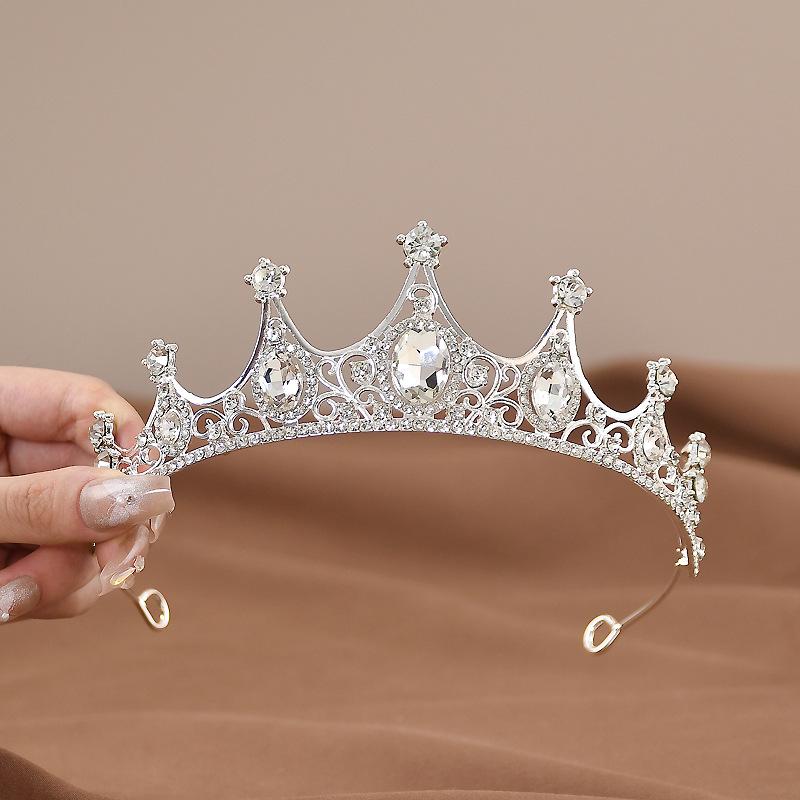 Elegant Crystal Alloy Princess Crown Wedding & Birthday Hair Accessory