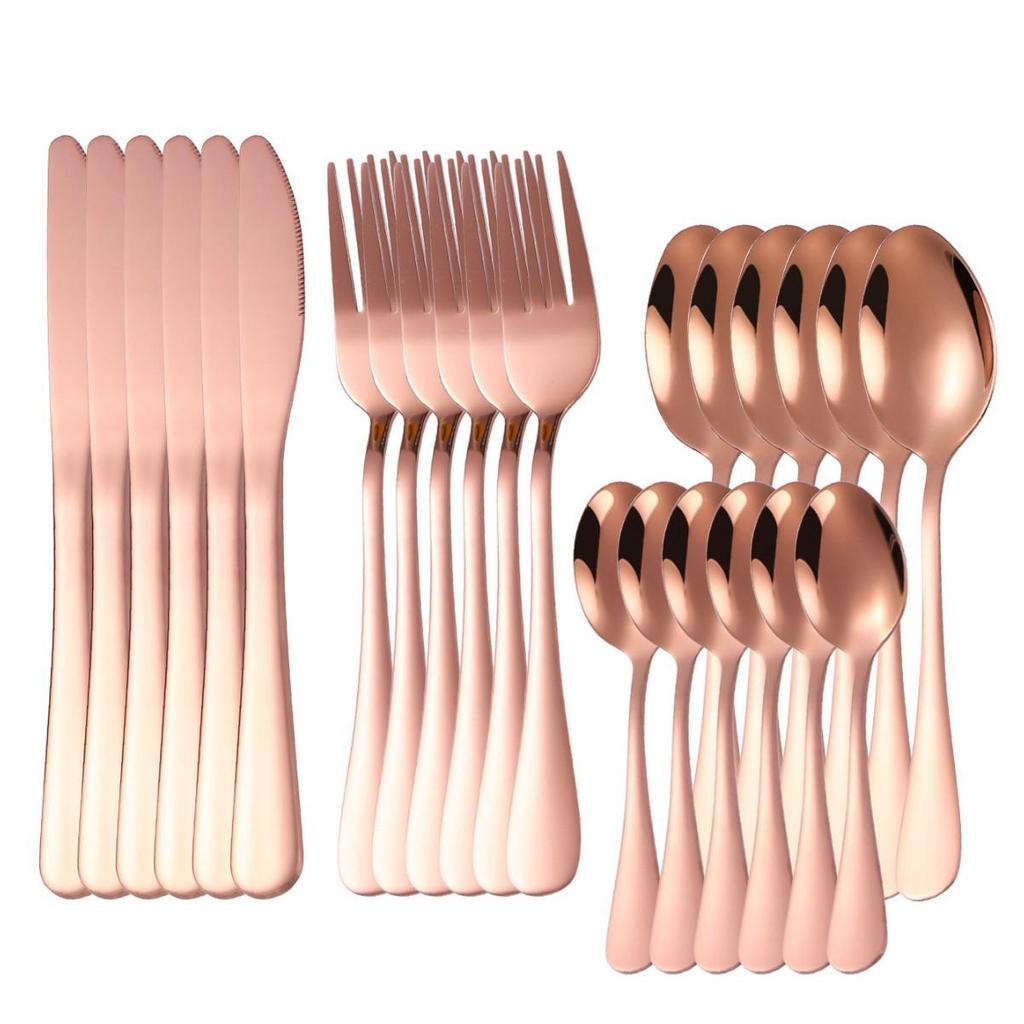 1010 Stainless Steel Western Cutlery Set: Thickened Knife, Fork, Spoon for Hotel & Home, Available In 4 or 24 Pieces