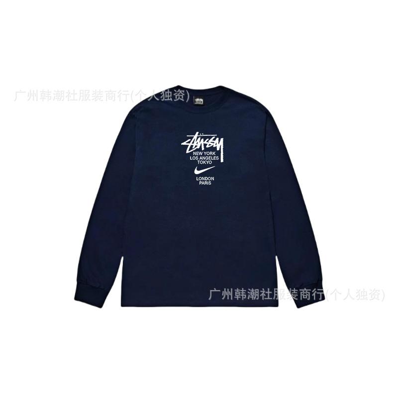 3. Cross-border Stuart long-sleeved printed t-shirt American trendy cylindrical cloth casual loose men and women the same style