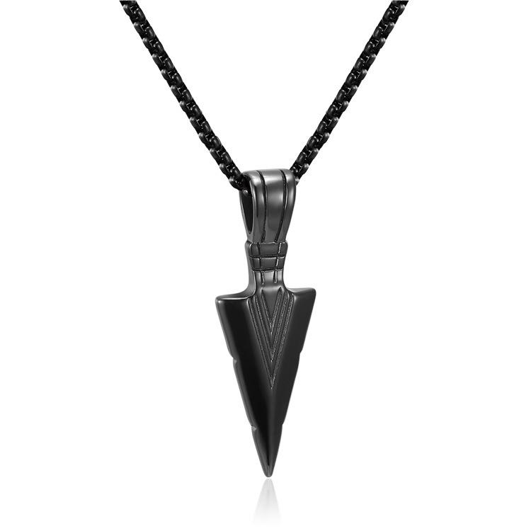 Stainless Steel Cast Arrow Pendant, Titanium Steel Men's Necklace, Personalized Spearhead Pendant, Punk Accessories