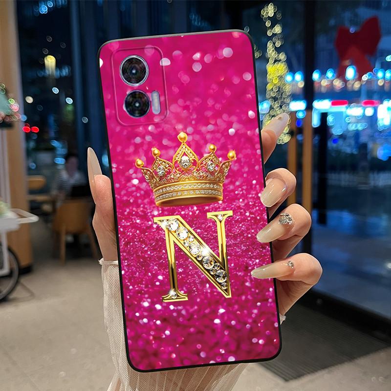Phone Case For Motorola Edge 30 Lite/Motorola Edge 30 Neo 5G Black Case Shockproof Soft Fashion Letter Crown Cover