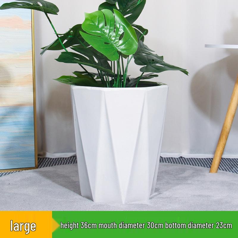 Large Light Luxury Ceramic Flower Pot for Floor or Table, XL Diameter, Album Style for Green Plants & Silk Flowers