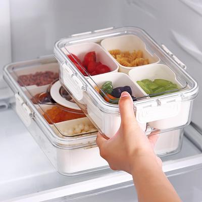 Grids Divided Serving Tray Storage Box Kitchen Portable Sub-format Seasoning Separator Box Fresh-keeping Snack Fruits Food Box