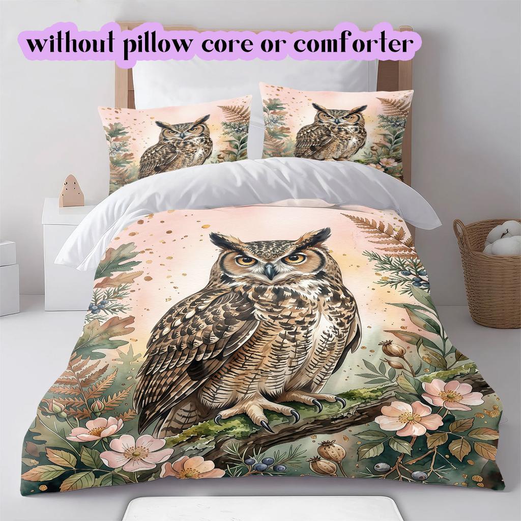 Watercolor Animal Painting Pattern Bedding,Quilt Set Quilt Cover Pillowcase Home Birthday Gift (1*duvet Cover+2*pillowcase,without Core)