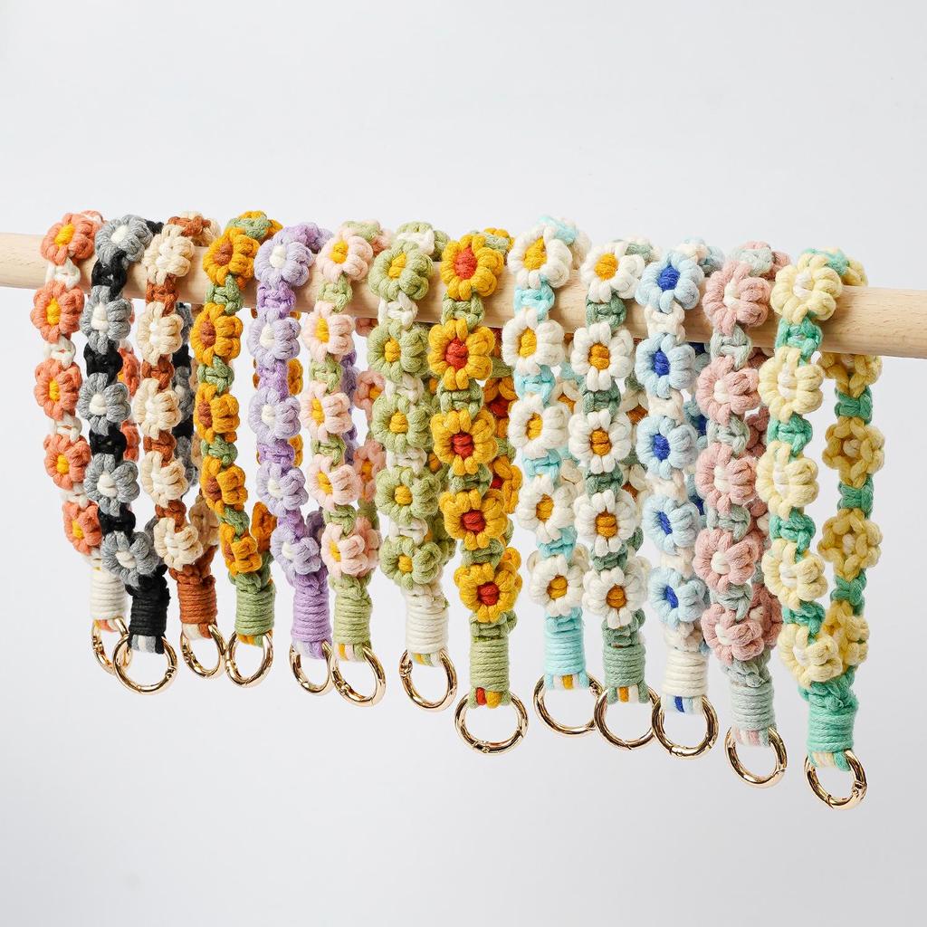 Daisy Flower Phone Lanyard - Handmade Woven Camera Strap & Pendant for Women