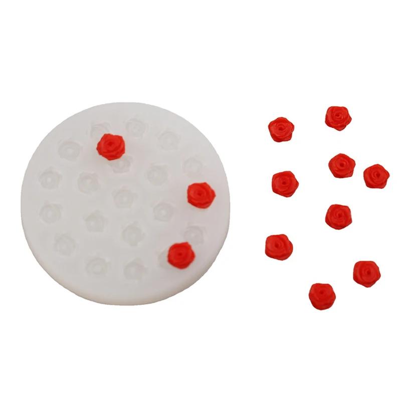 Mini Rose Mold for Baking, Flipping Sugar, Dessert Decoration, Creative Aromatherapy Cup Wax, Small Flower Silicone Mold