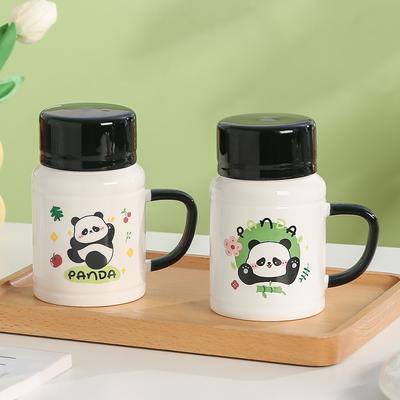 Panda Hrnek Vysoce Přesný Kreslený Keramický Hrnek s Víčkem pro Chlapce a Dívky Suvenýr Svatba Dárek