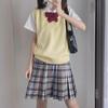 Japanese College Style V-Neck Sweater Vest - Solid Color Knit for Spring & Autumn
