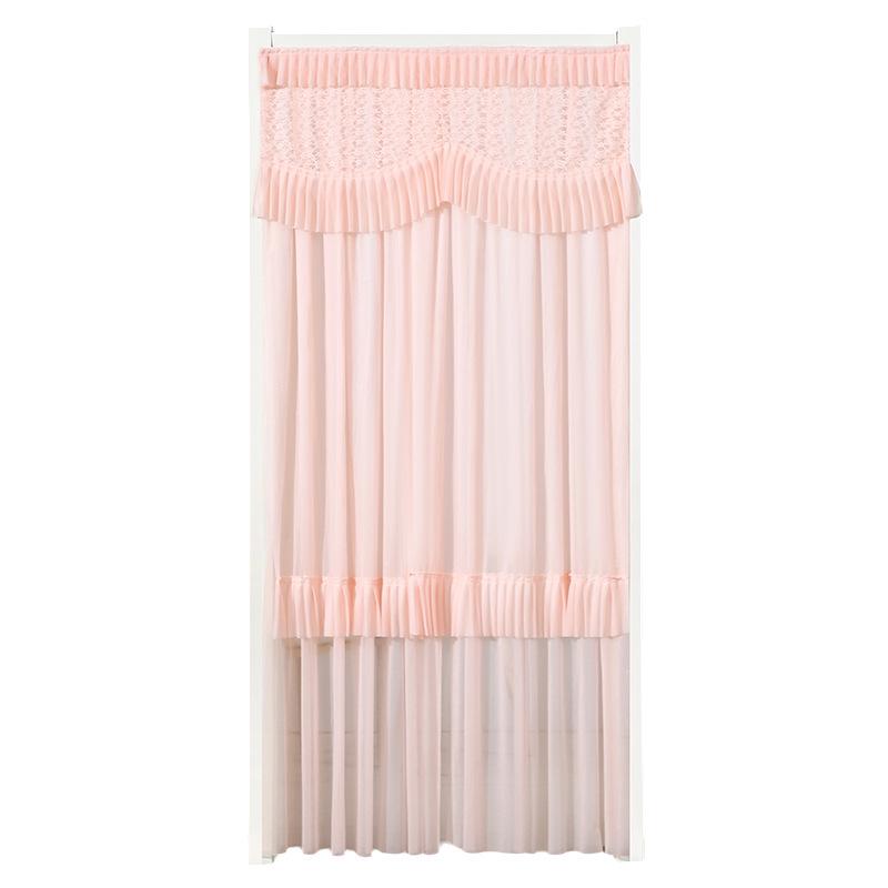 Lace Door Partition Curtain for Home – No-Drill, Double Layer, Transparent Gauze, Polyester, Anti-Mosquito.