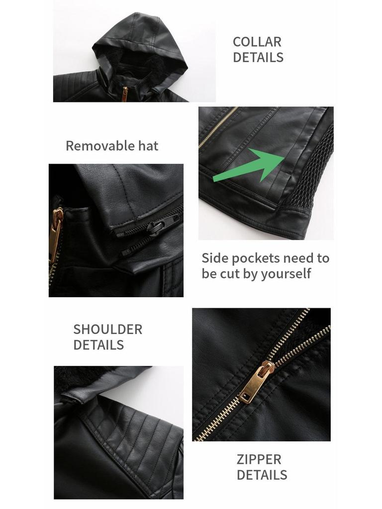 Nowa Europejsko-Amerykańska Damska Kurtka Skórzana z Kapturem Plus Size - Ciepła, Podszyta Aksamitem, Swobodny Płaszcz Jesienno-Zimowy