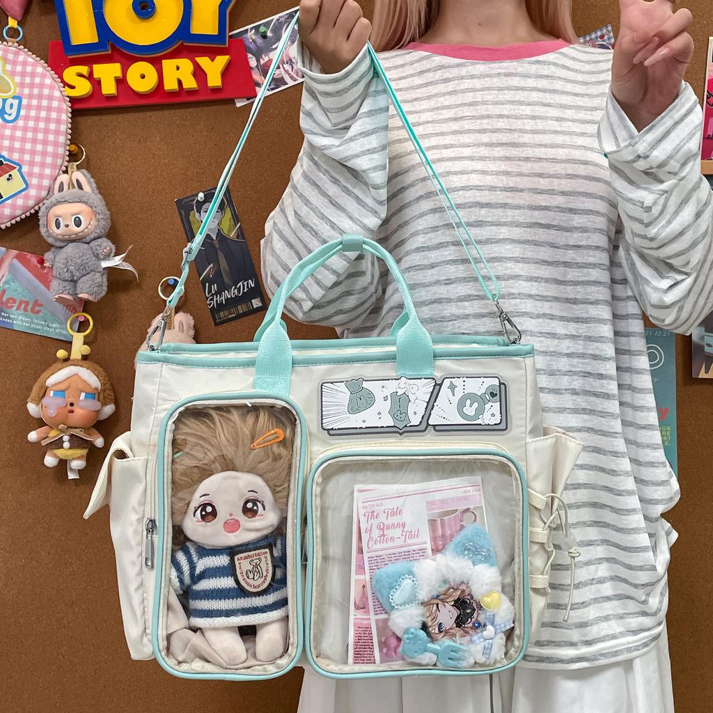 Nuovi Zainetti Ita Carini Y2K Borsa a Spalla Grande Capacità Borsa a Mano Trasparente per Ragazze Lolita Espositore per Spille Fai da Te Borsa a Tracolla