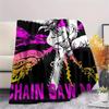 1Pc Chainsaw Man Print Flannel Blanket, High quality Comfortable for All Seasons, Home Decor, Warmth and Comfort, Perfect for Christmas Gifts