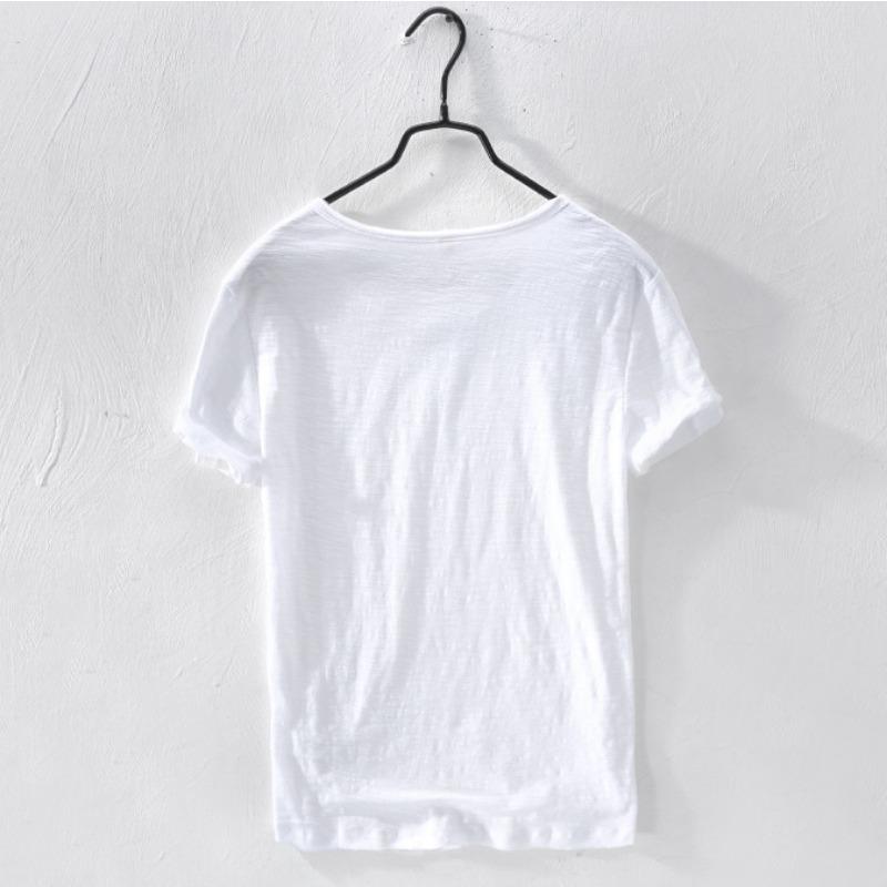 Men's Cotton V-neck T-shirt Summer Short Sleeve