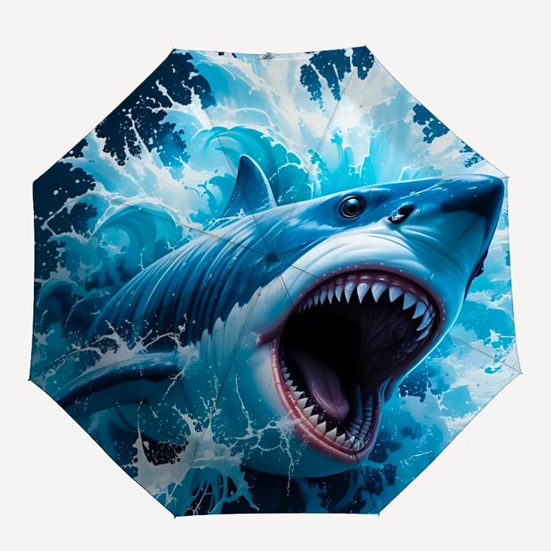 

1pc Shark Attack Folding Umbrella, Durable, Suitable for Outdoor Activities or Rain, Suitable for Commuting yy251027102