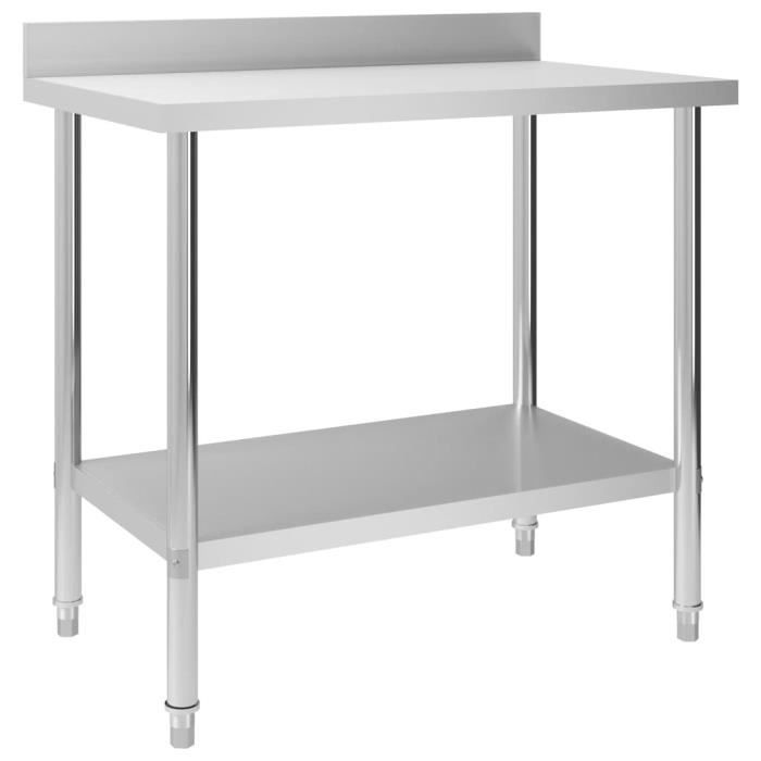 VidaXL Table de travail de cuisine avec dosseret 100x60x93 cm Inox 51189