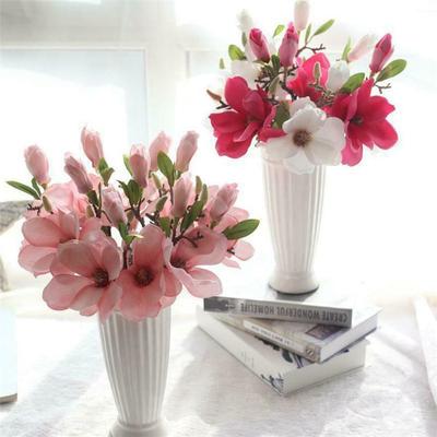 Real Touch Artificial Magnolia Flowers Orchid Fake Plant Bouquet Garden Balcony Arrange Wedding Christams Home Decoration Gift