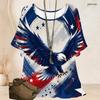 Women Plus Size Round Neck Batwing Short Sleeve Top Star Planet Cosmic Wave Print Loose Casual Tunic Blouse
