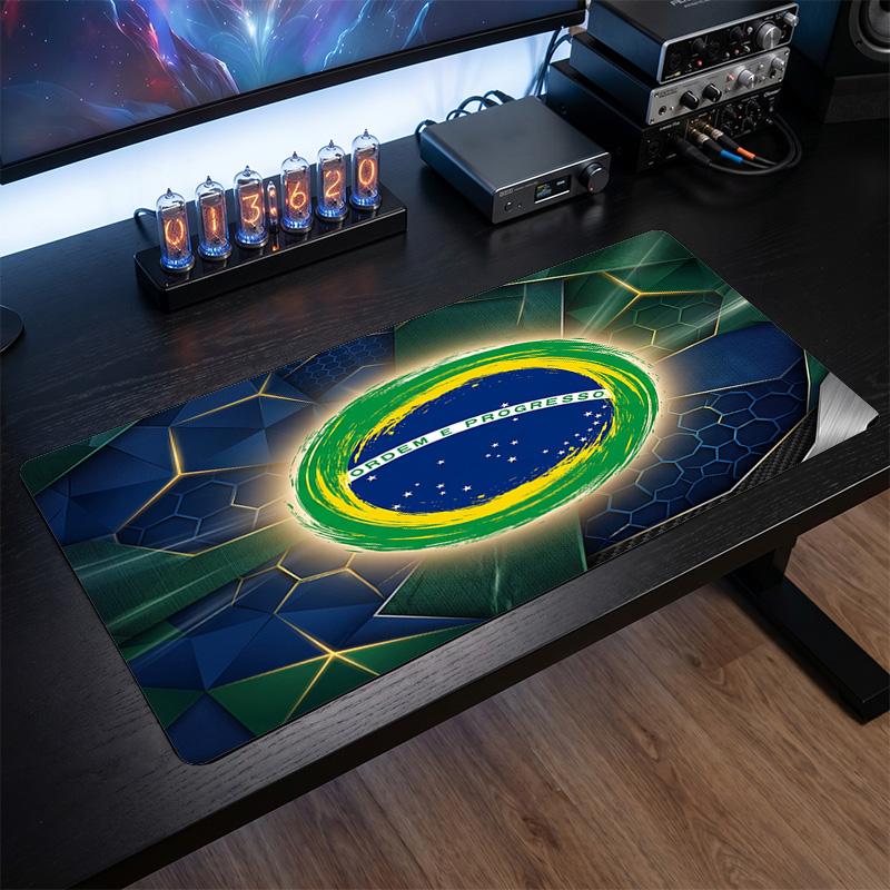 Brazil Football Crest Mouse Pad, Extended Non Slip Rubber Desk Mat for Gaming Office Laptop Fan Gift