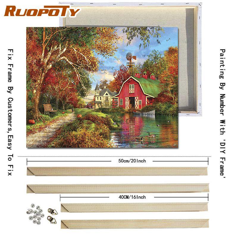 

Ruopoty Деревья Пейзаж DIY Картина по номерам Акриловая краска по номерам Пейзаж Настенная картина на холсте для домашнего декора 40x50 см с рамкой «сделай сам»