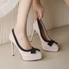 2026 New Spring Autumn Suede Shoes for Woman Fashion Pointed Toe High Heels Butterfly-Knot Sexy Elegant Platform Pumps for Women