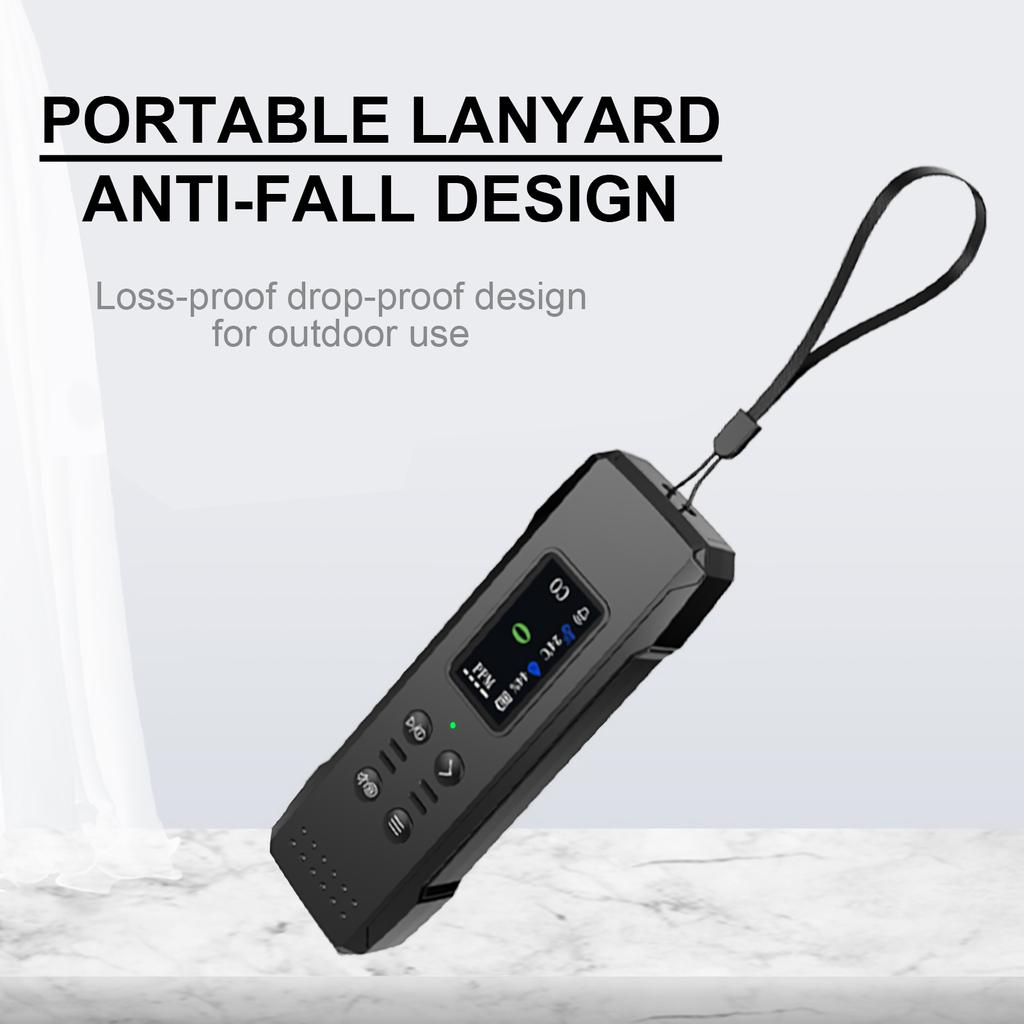 Carbon Monoxide Detectors PortableAirQuality Monitor with Lanyards Alarm CO Meter Temperature HumiditySensor