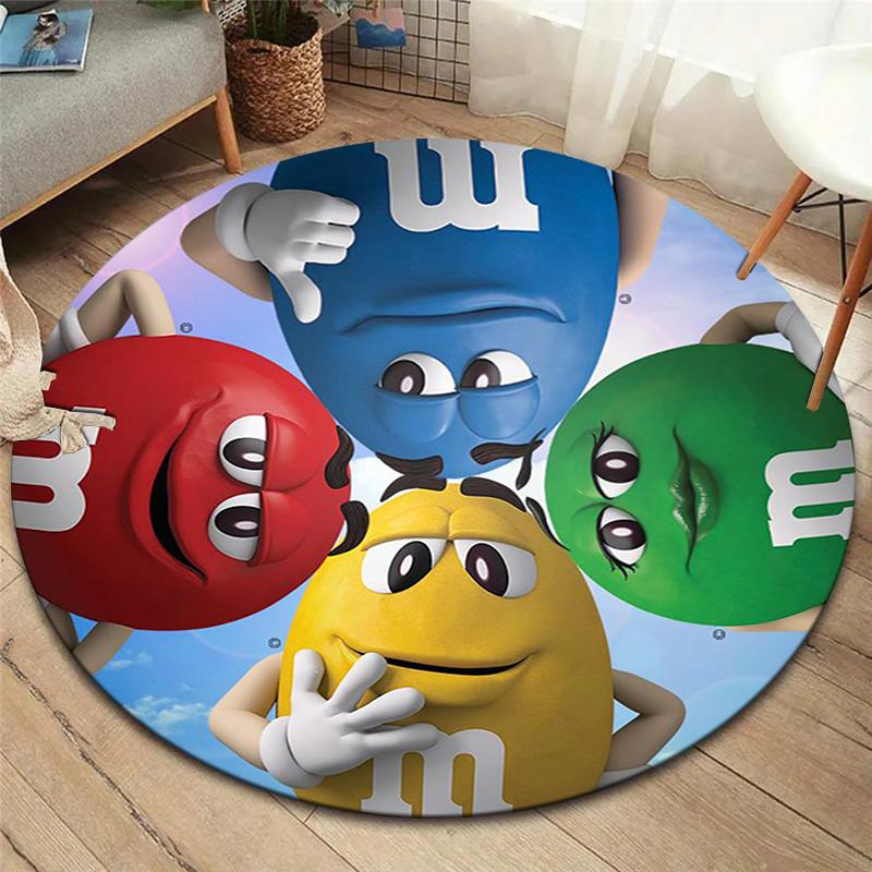 M&M's Round Area Rug,Carpet Rug for Living Room Bedroom Sofa Playroom Decor,Non-slip Floor Mat