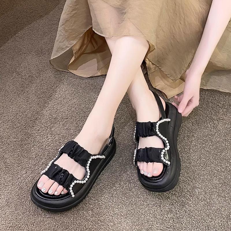 Platform-soled Fashion Sandals Girl 2025 New Summer Fairy Wind Comfortable Muffin Soft-soled Outer Wear Beach Shoes Ins Tide
