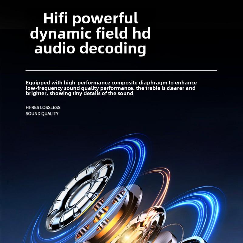 Mirror Digital Display Wireless Bluetooth Headphones In-ear Long Endurance Sports Headphones with Handle