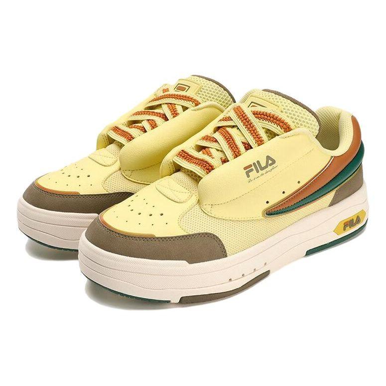 FILA Sunflower Mix Synthetic Leather Trendy Color Block Low-Top Casual Shoes Men sneaker Yellow Green F12M324203FCC
